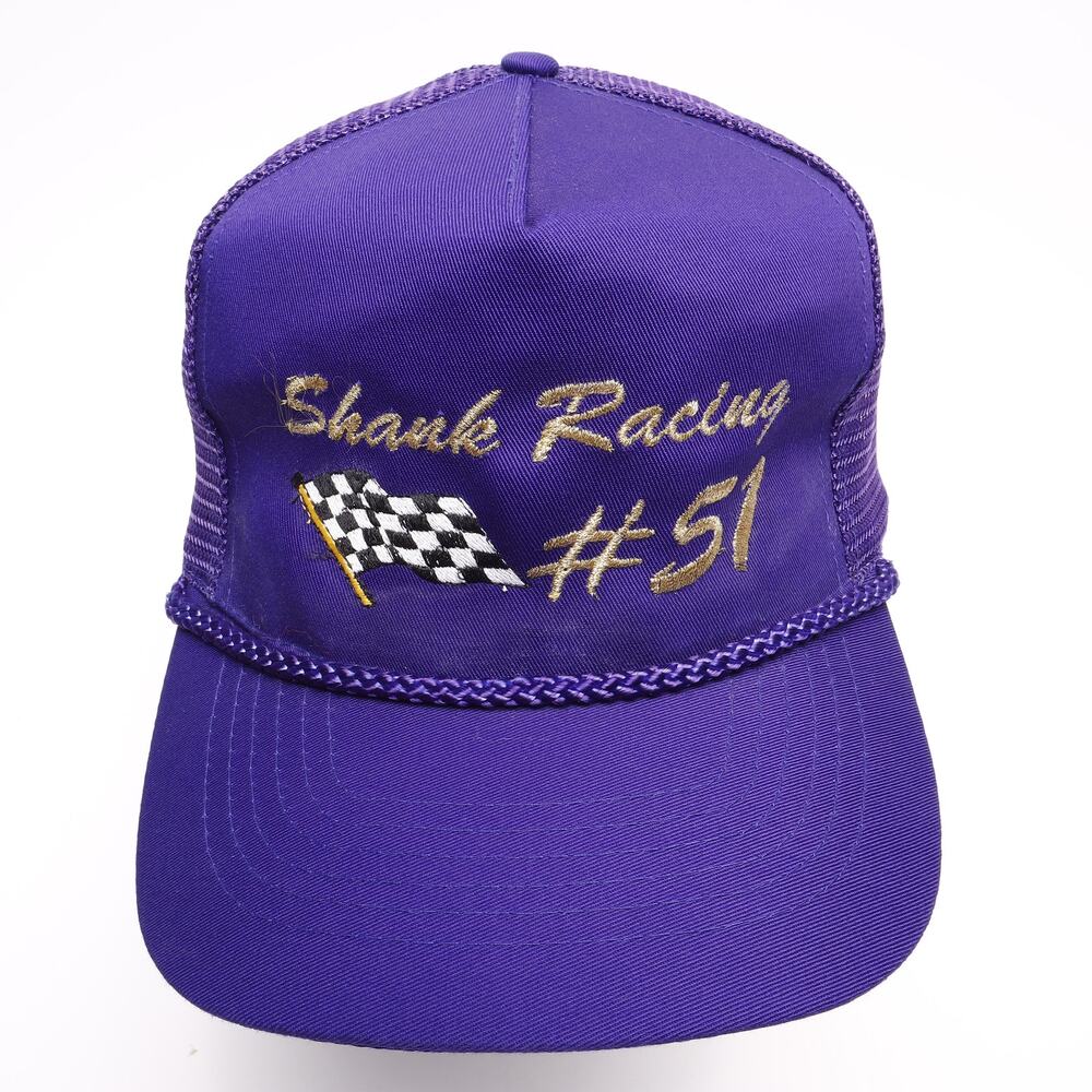 Rare Vtg Shank Racing #51 Embroidered Snapback Mesh Trucker Rope Cap Purple - Picture 2 of 9